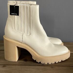 Dolce Vita Women's Caster H20 Size 11 Ivory Leather Platform Ankle Boots New